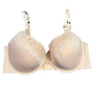 Delta Burke Womens Bra Lace Underwire Lightly Lined Full Coverage Beige 42D